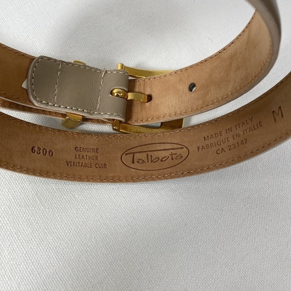 Talbots Tan Genuine Leather Belt Gold Buckle Women's Medium - Picture 3 of 7